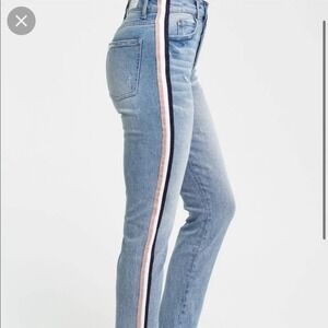 Pistola Revolve Anthro Distressed Skinny Jean Blue Pink White Size 24 stripe